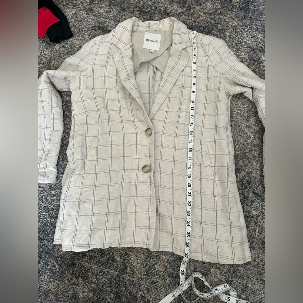 Madewell Light Beige Plaid Blazer